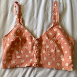 Forever 21 Peach Polka Dot Crop Top